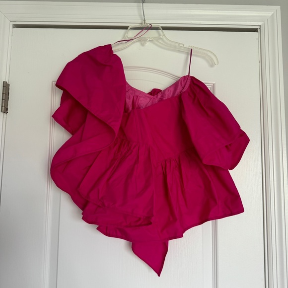 Zara fuchsia ruffle rose top - Picture 4 of 5
